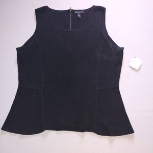 New Eileen Fisher Top size  M Black Silk Cotton Knit Back Zip MSRP $198